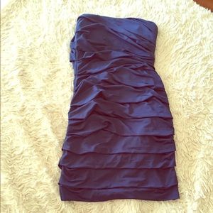 Navy Strapless and Sexy Rouched Dress